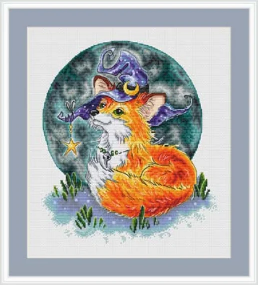 Cross Stitch Kit Let 19- Wizard Little Fox 34-38 28ct 32ct 14ct Metallic fabric  Cloth hand Embroidery Material Kit