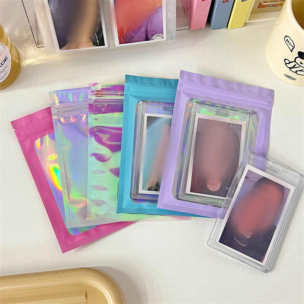 Thick Smell Proof Mylar Bags Holographic Laser Color Plastic Packaging Pouch Jewelry Retail Storage Pouch Gift Zip Lock Bag