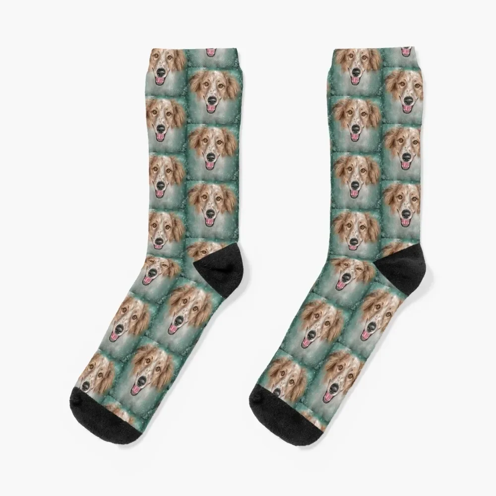 

Contemporary Painting of an English Setter with Brown Freckles Smiling Socks sheer gifts Running Hiking boots Socks Man Women's