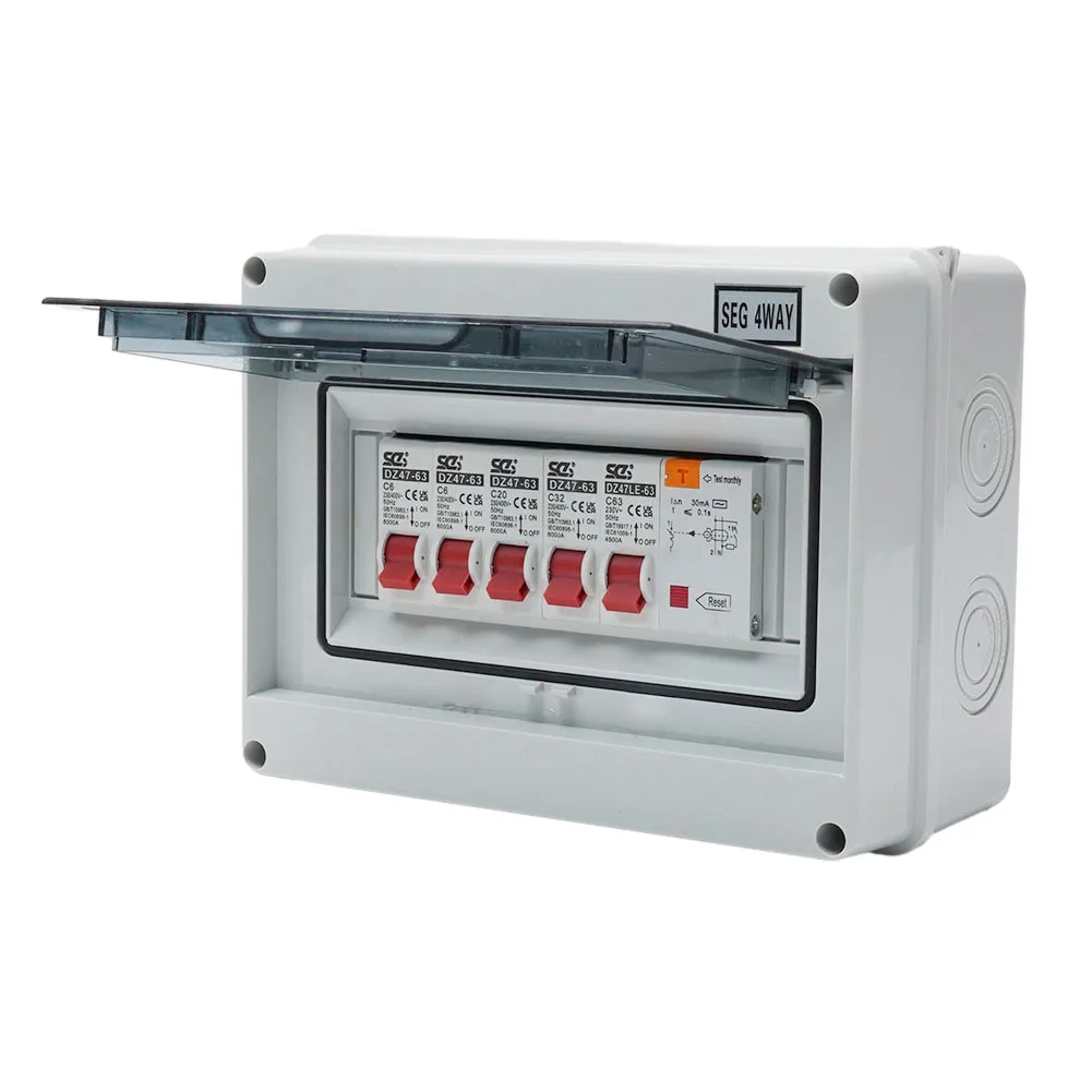 

IP66 Protective Tool Consumer Unit Fuse Box Garage Shed Dustproof Grey M3/M4 PVC/Plastic Waterproof 4 Way Camper