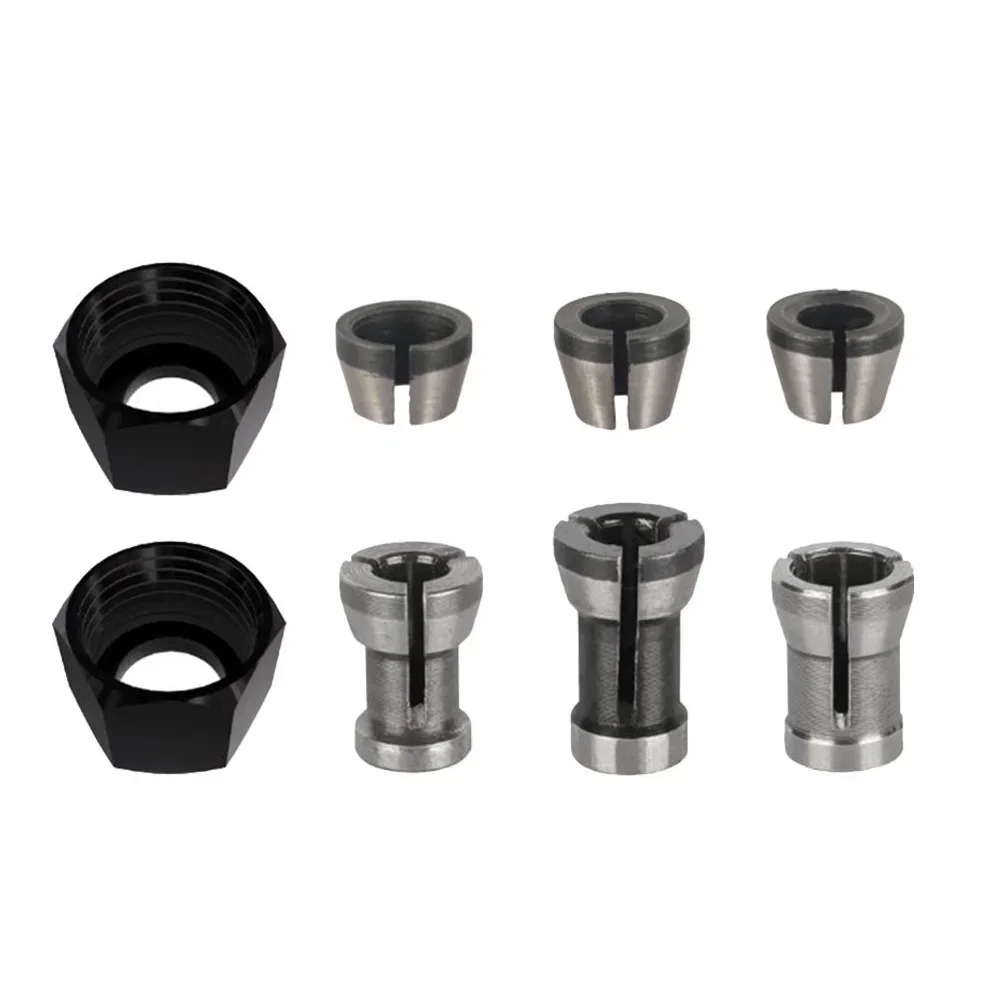 8pcs 6/6.35/8mm Collet Chuck Router Bit Adapter Holder Engraving Trimming Machine Wood Router Milling Cutter Tools