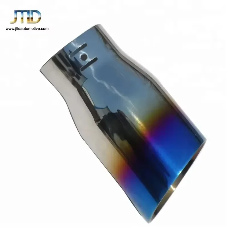 JTLD Bolt on Slant Double Wall Stainless Steel Exhaust Tip with Blue Flame Tip 89mm 1.2mm Thickness 1 Year Warranty