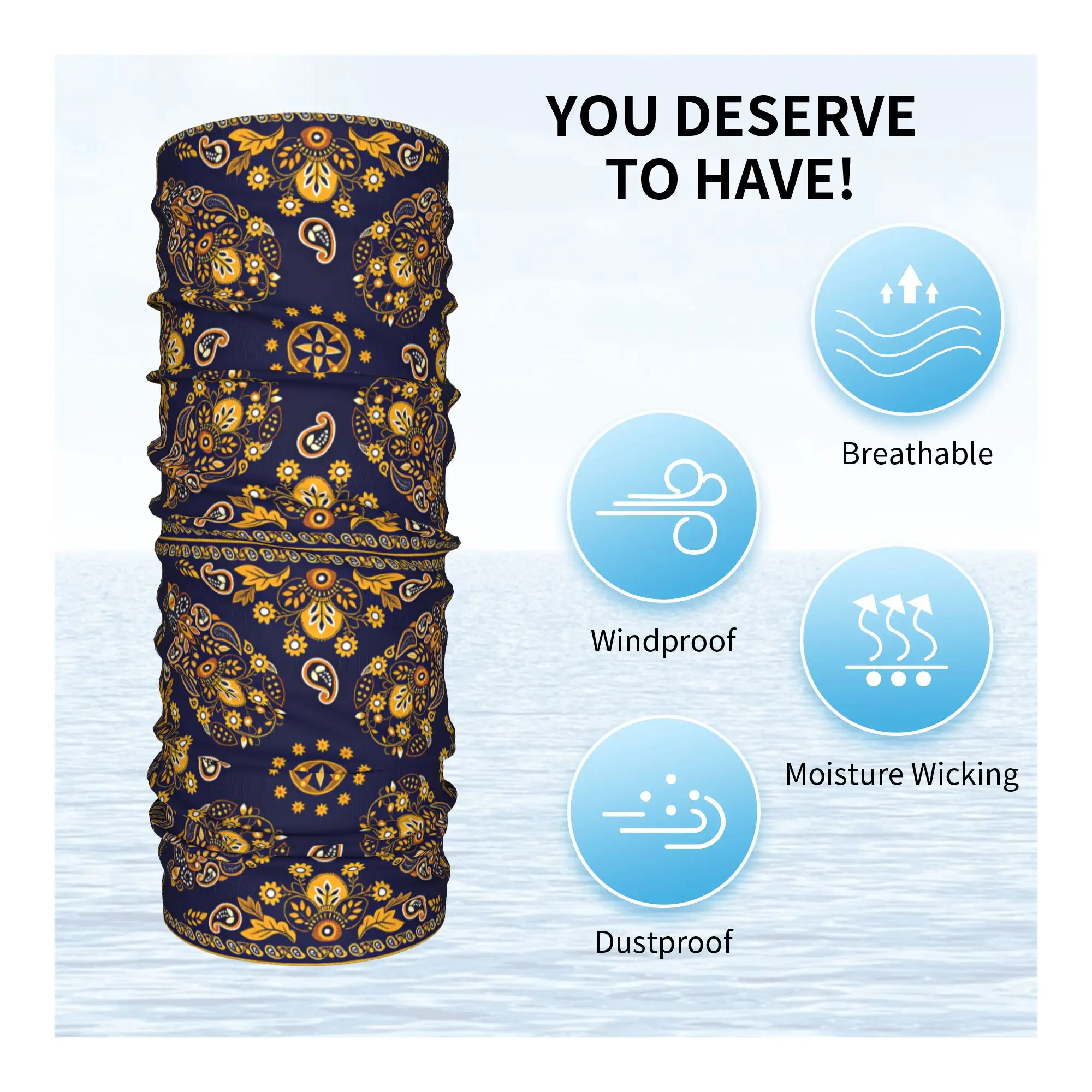 Outdoor Sports Balaclava Paisley Pattern Mask Soft Motorcycle  Face Masks y2k Cool Running Travel Anti-UV Scarves view 6