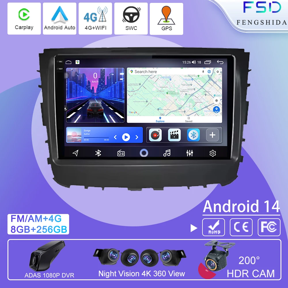 

Android Auto for Ssangyong Rexton 2018 Multimedia Player Stereo 4G WIFI BT Car Radio GPS Navigation No 2din Touch Screen CPU DVD