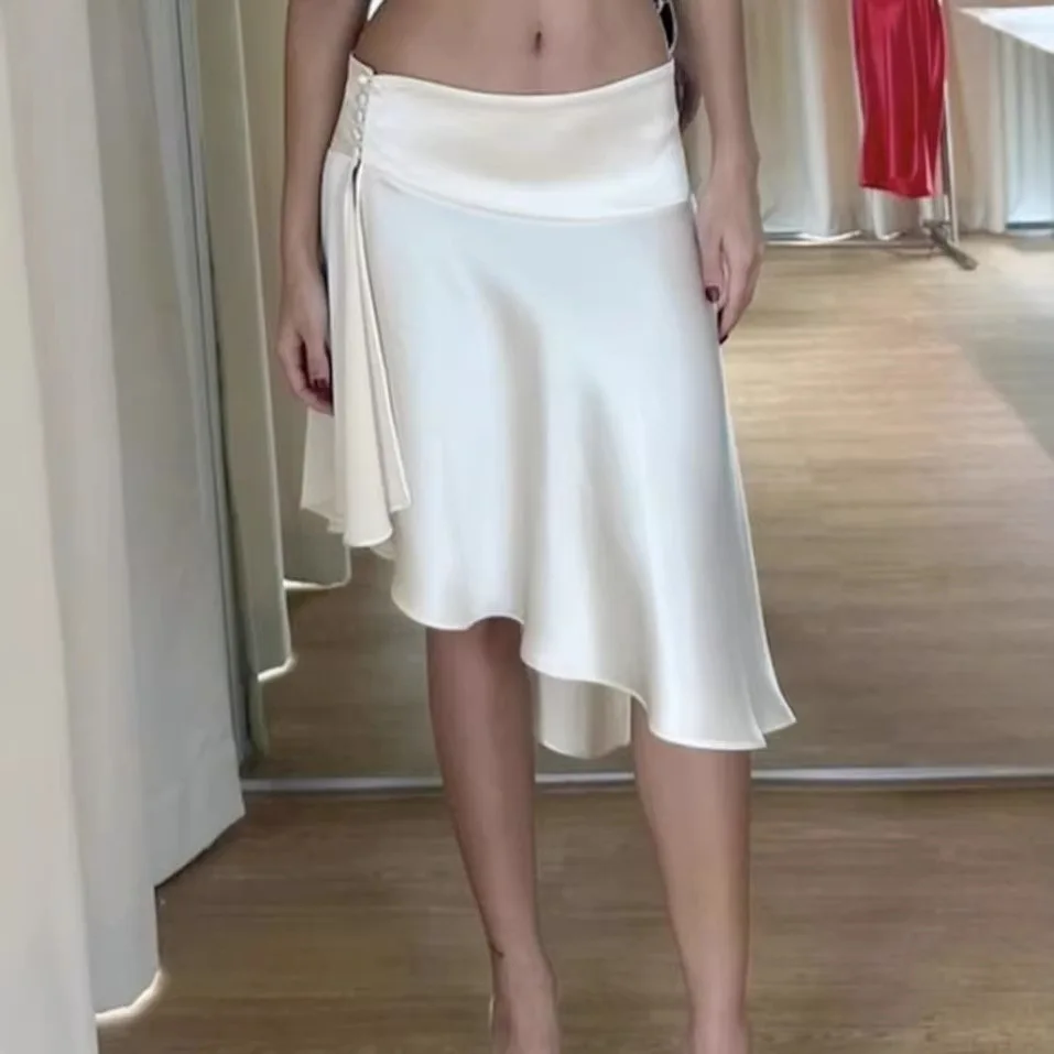 

2026 Women's New Fashion Side Split Irregular Short Skirt Sexy Satin Skirt Women