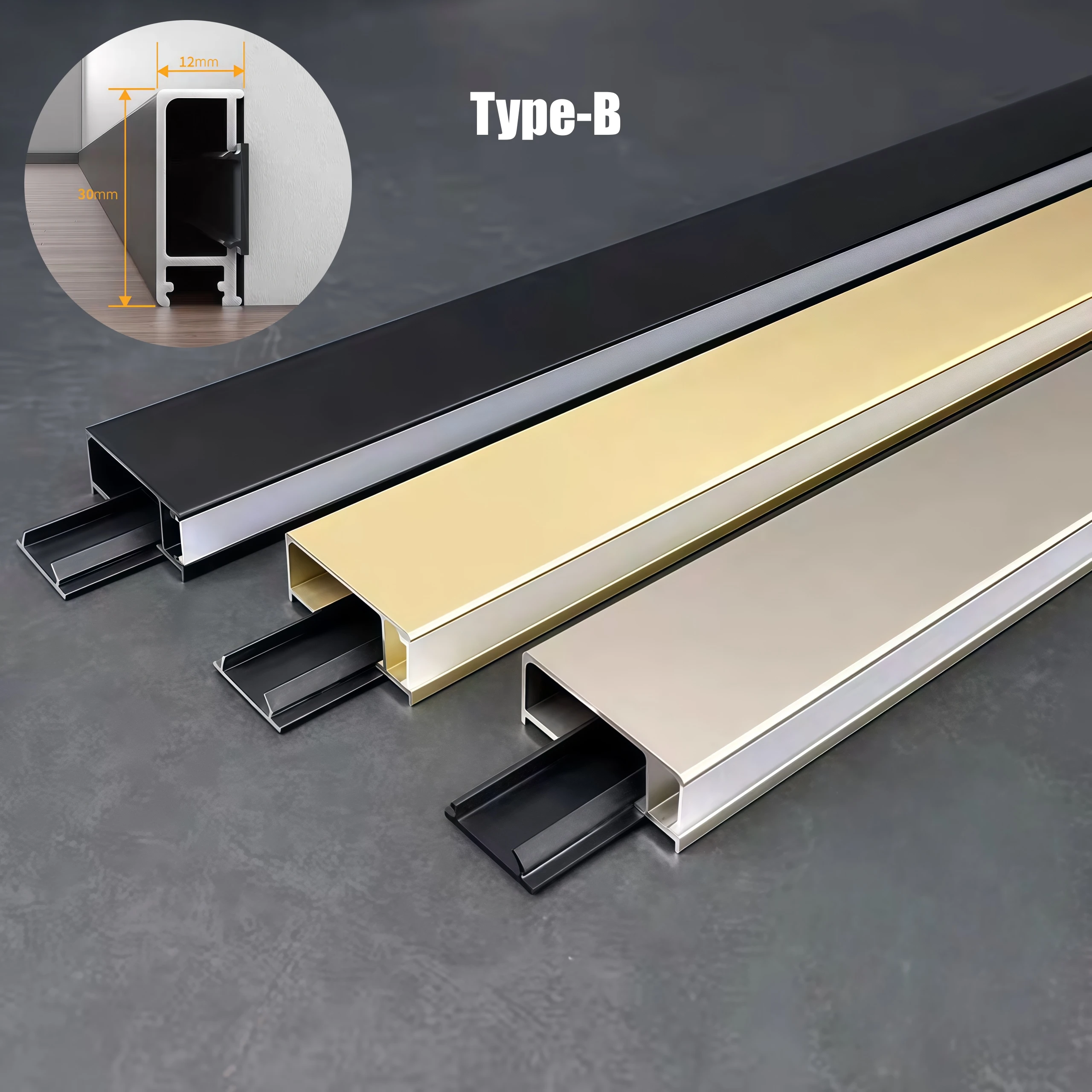 

LED Aluminium Profile U-Groove Ceiling Metal Strip Light Channel Surface Mounted Background Wall Skirting Decorative Linear Lamp