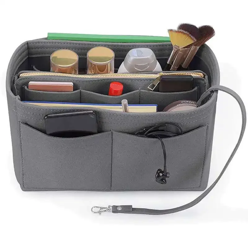 New Women Make Up Organizer Felt Insert Bag for Handbag Travel Inner Purse Portable Cosmetic Bags Fit Various Brand Bags