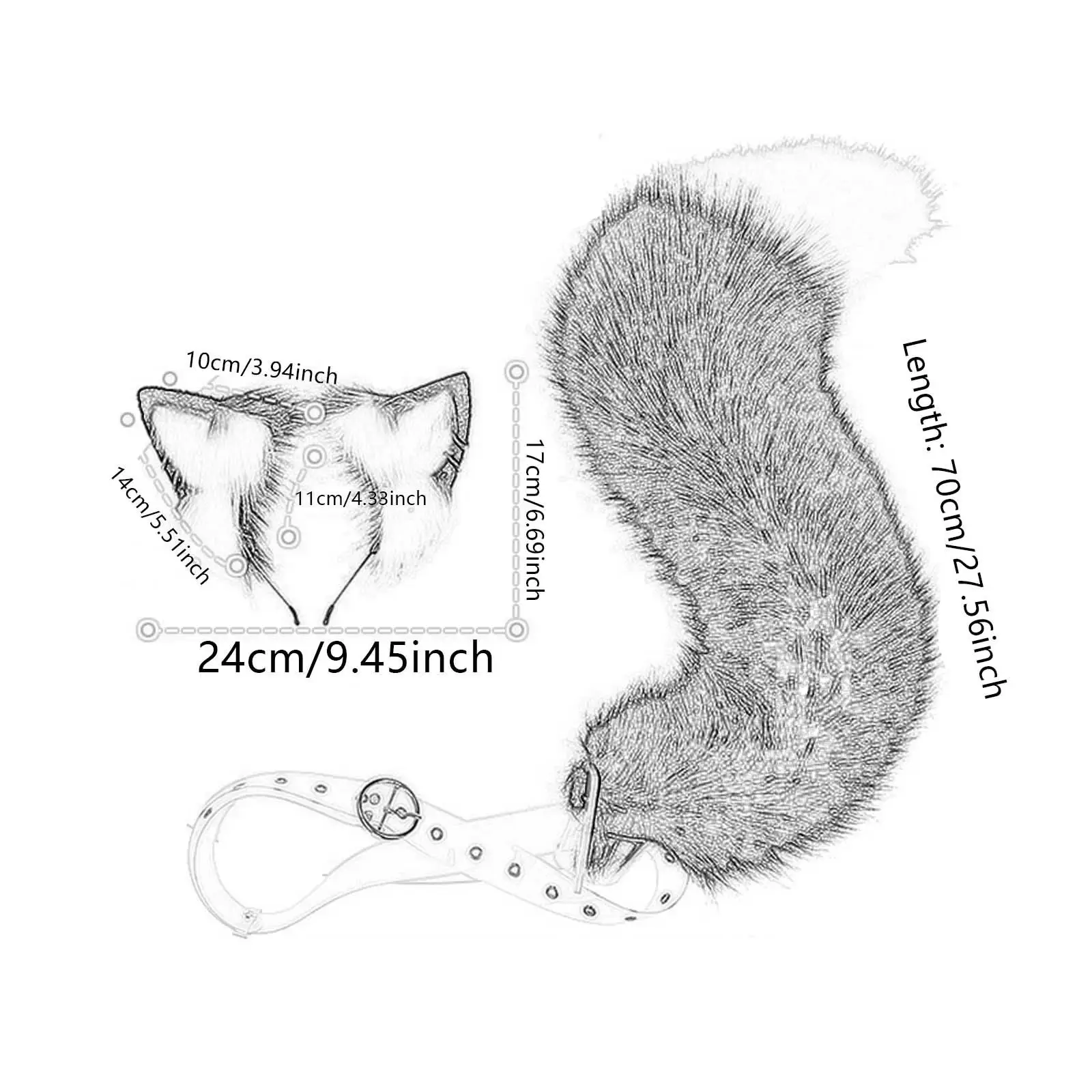 ชุดหูและหางสัตว์คอสเพลย์อุปกรณ์เสริมเครื่องแต่งกายหูสัตว์ผมห่วงสำหรับการแสดงสวมหน้ากากเล่นบทบาทปาร์ตี้ฮาโลวีน