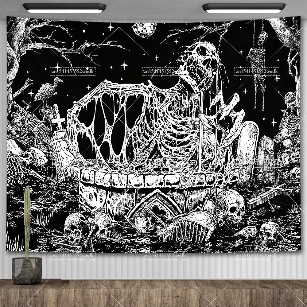 

Skull Tapestry Evil Eye Black And White Skeleton Tapestries Wall Hanging Living Room Decor Hippie Trippy Tapestrys For Home