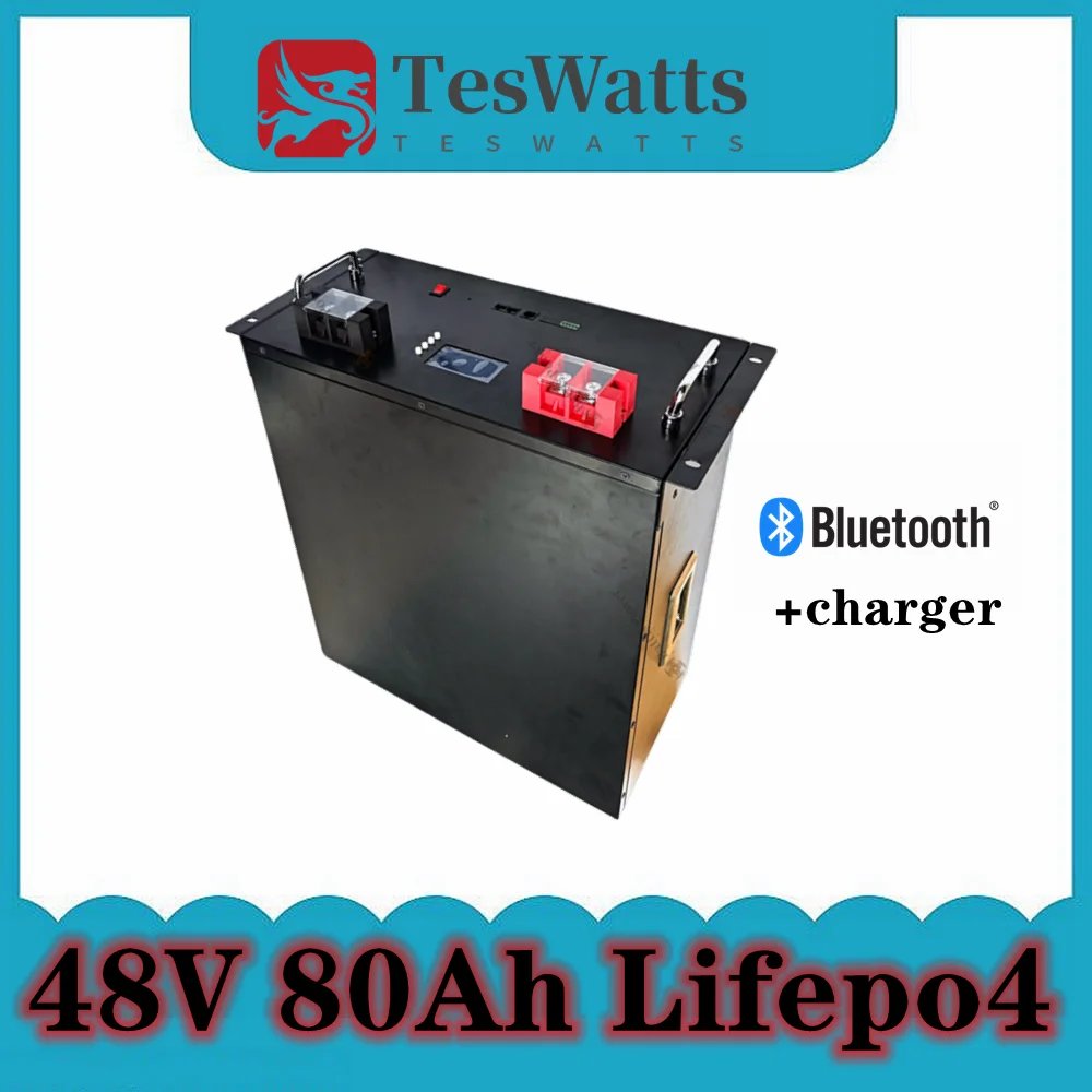 

Teswatts 4000WH 48v литий-жерон-фосфат + зарядное устройство литиевая батарея 48v 80AH Lifepo4 Bluetooth приложение