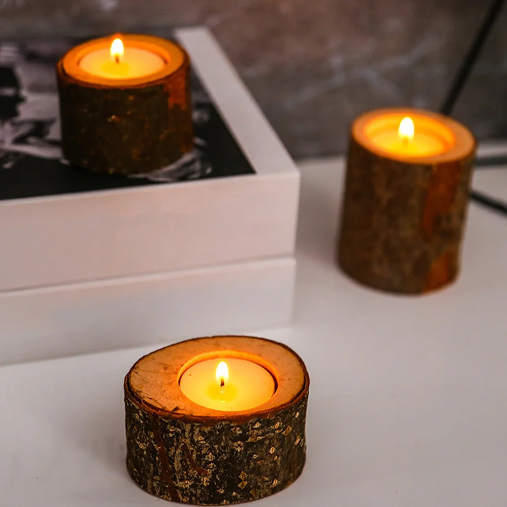 

5Pcs Wooden Holder Natural Candlestick Creative Design for Home Wedding Christmas Party Decoration Reusable Succulent