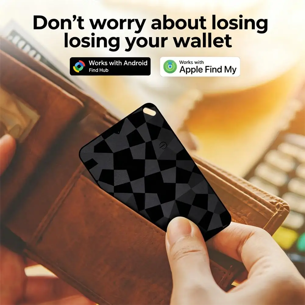 Mini Wallet Tracker Card Wireless Charging Tracking Location Waterproof GPS Locator Work With Apple Find My App Android User
