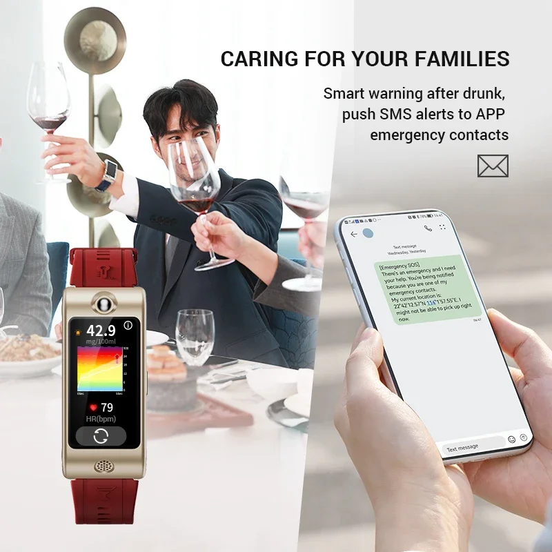 2025 Innovative IP65 Waterproof Alcohol Detection Smartwatch: Ensure You And Your Family Members' Health and Safety