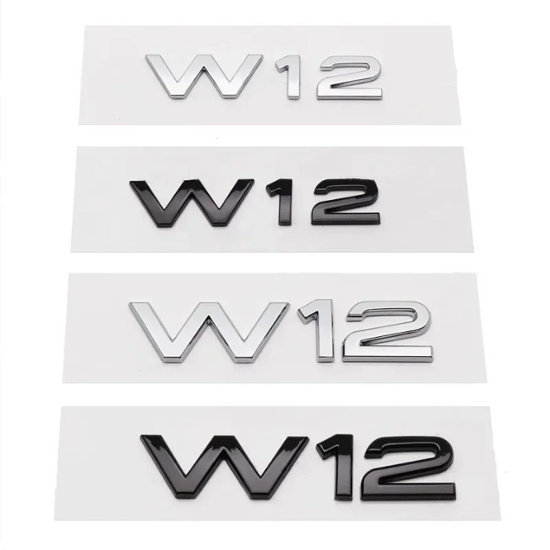 3D ABS Chrome Black W12 Letters Car Rear Trunk Side Fender Emblem Badge Sticker For Audi A6 A7 A8 Q7 S6 S8 RS6 RS8 Accessories·