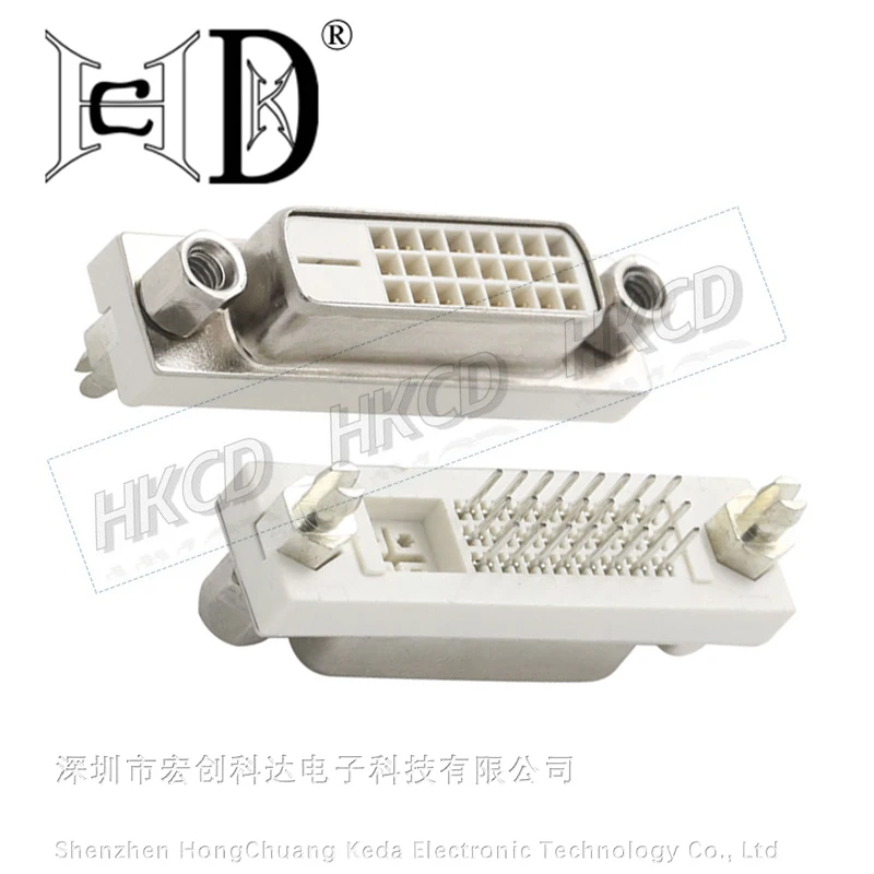 2PCS Computer monitor DVI-D interface DVI video socket DV24+1-pin female head 180 degree plug-in board DIY female socket