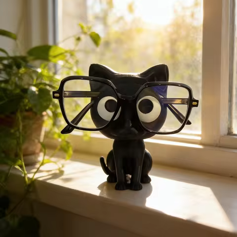 3D Printed Cat Eyeglass Stand, Cute Pet Glasses Storage Rack, Multi-Functional Home Decor &amp; Holiday Gift Box