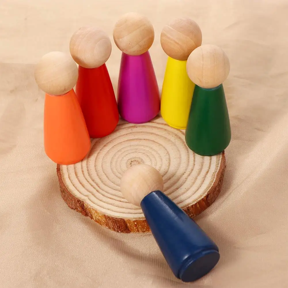 Special Montessori  People Figures  Colorful Blocks Color Cognitive Rainbow Color Puzzles  Peg  Building Blocks