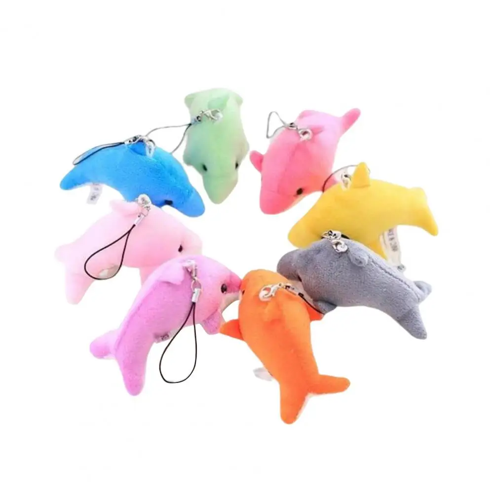 Cute Cartoon Doll Pendant PP Cotton Plush Dolphin Charm Hanging Stuffed Dolphin Doll Keychain Purse Accessories  Decoration