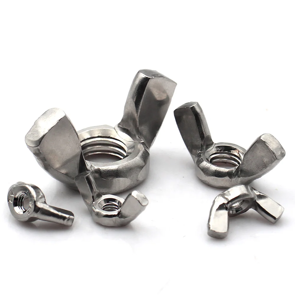 3 /6 /12pcs/lot 304 Stainless Steel Wing Nut Nut Hand Tight Thumb Nut Manual Screw Nuts M3 M4 M5 M6 M8 M10 M12