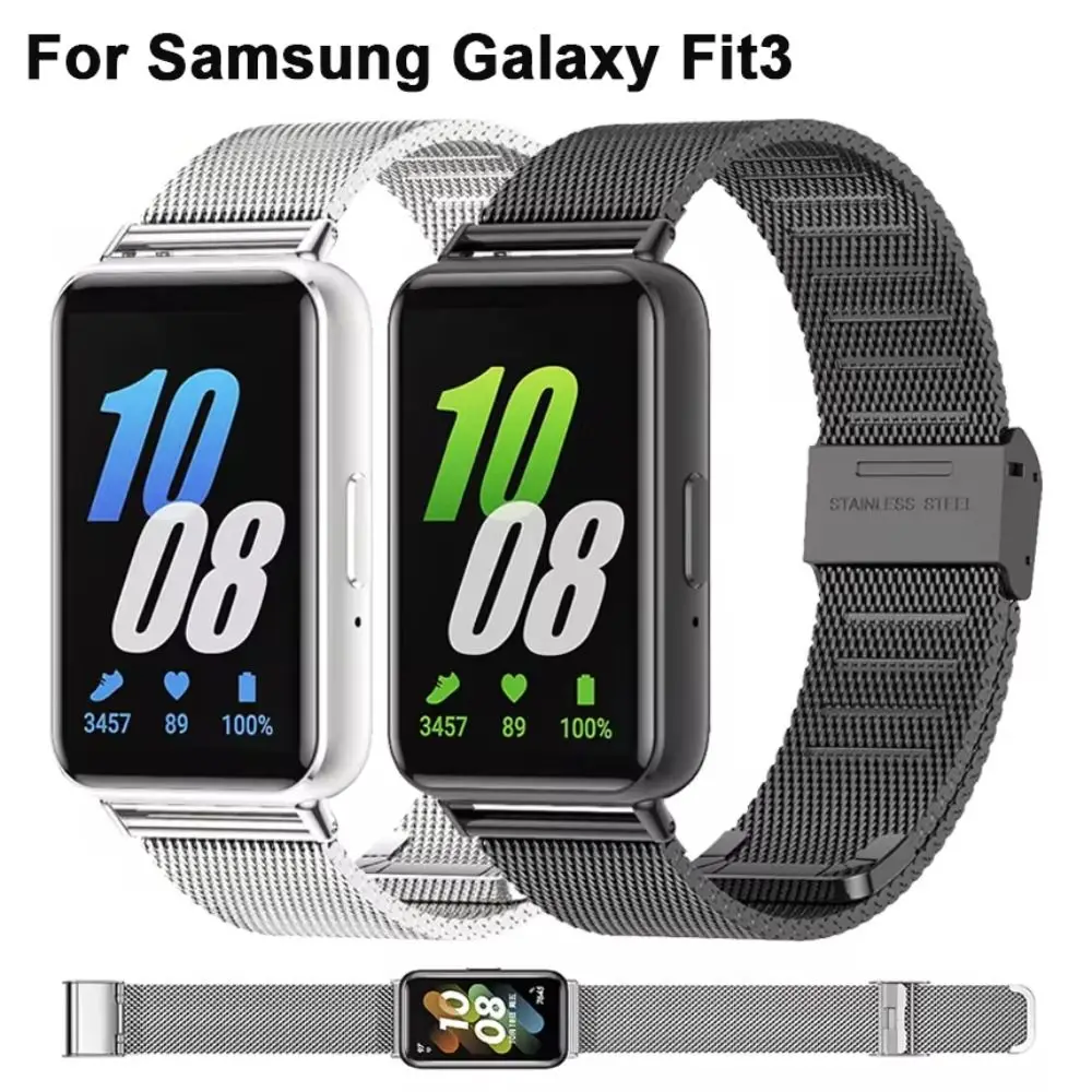 Stainless Steel Strap for Samsung Galaxy Fit 3 Smartwatch Strap Metal Loop Bracelet Watchband for Galaxy Fit3 Replacement Correa - Image 3