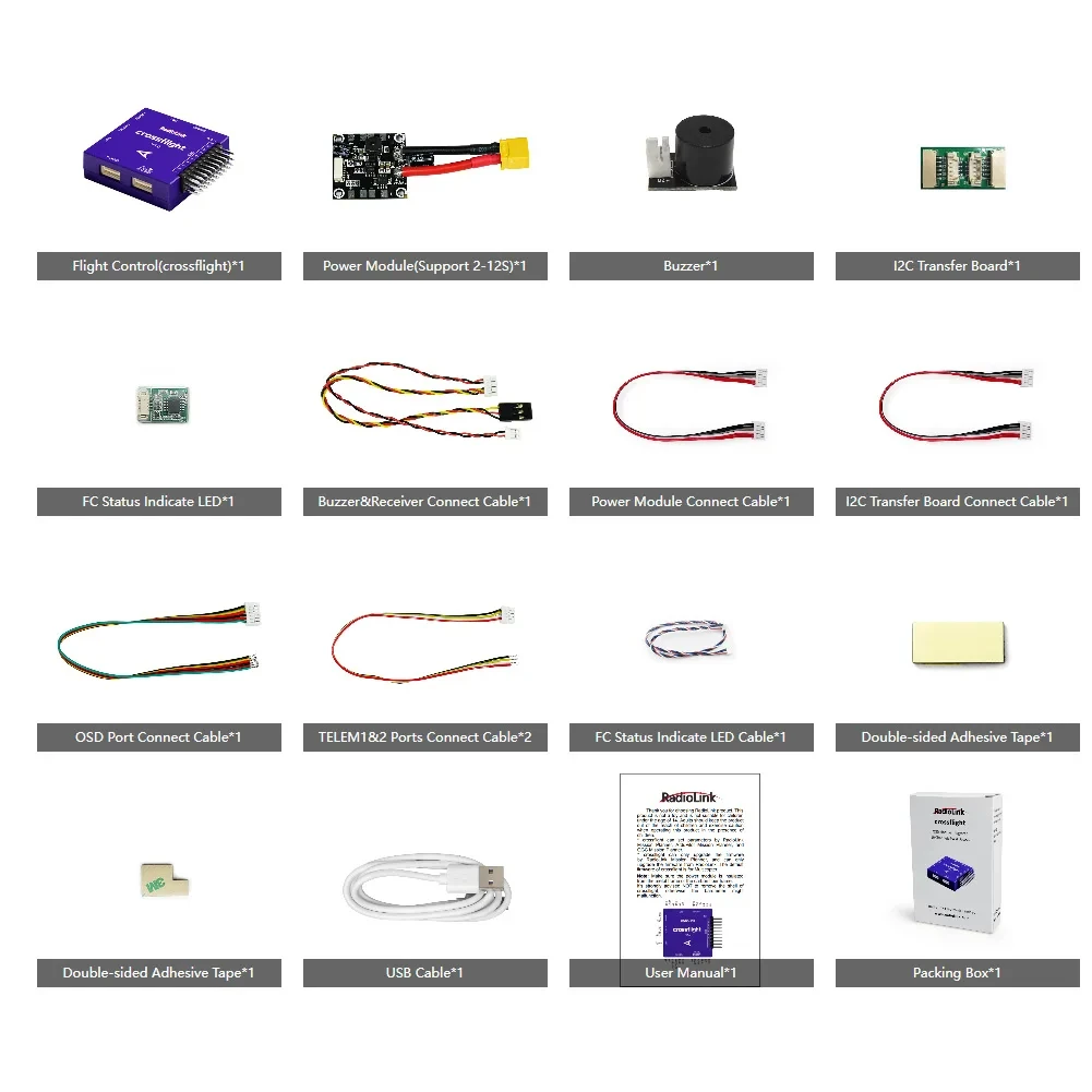 Radiolink Crossflight Flight Controller w/ Mini M8N GPS 10 PWM channels for Drone Helicopter Airplane Helicopter Car Boat Parts