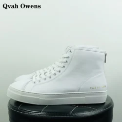 Men Casual Boots Genuine Leather Luxury Trainers Sneakers Zip High Street Autumn Flats White Shoes