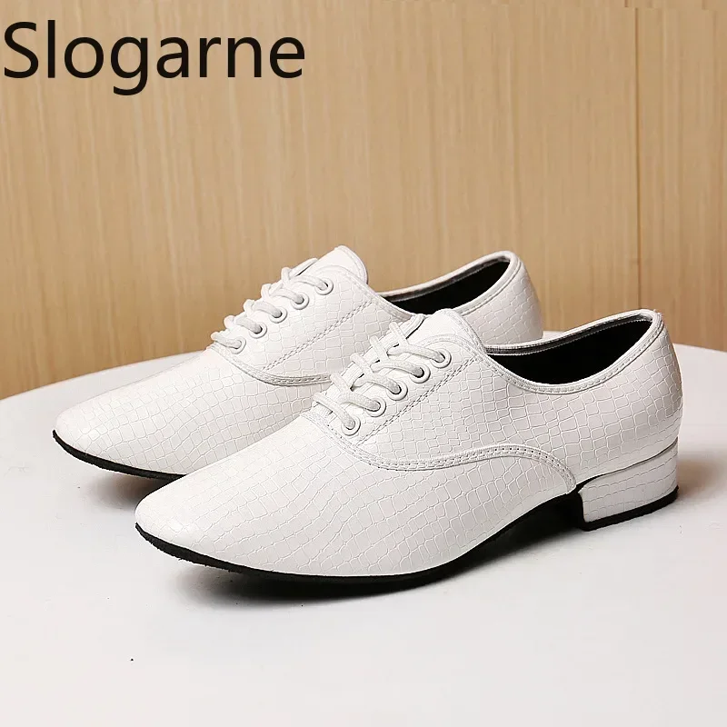 Men Modern Dance Shoes Man Outdoor Dance Leather Latin Jazz Shoes Indoor Suede Sole 2.5CM Heels Ballroom Waltz Shoes Stage Wear