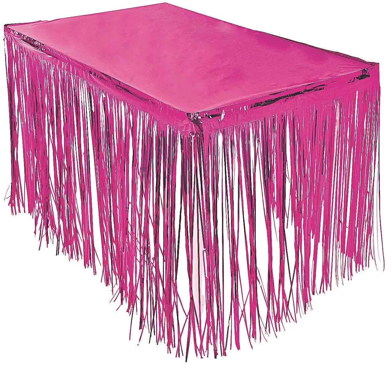 Tassel luminous metallized pink color table skirt 75 cm x 4 m