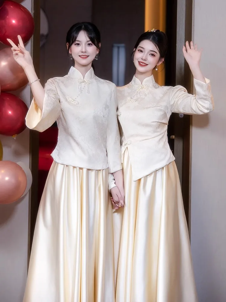 

Новое китайское платье Sle Maids Dr для женщин, коллекция 2026 года, высококачественное, маленького размера, для повседневной носки, весенний сезон, с эффектом похудения