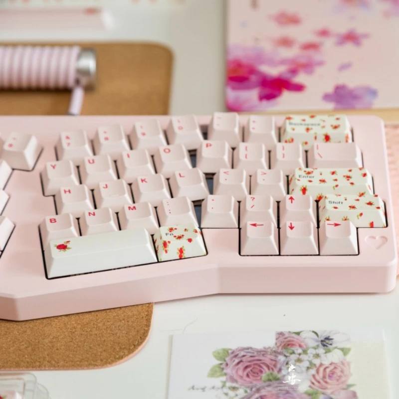 Imagem -05 - Keycaps Personalizados para Teclado Mecânico Material Pbt Rosa Cordeiro Rosa Tintura Sublimação Fit 61 64 75 80 98 104 108 152 Chaves