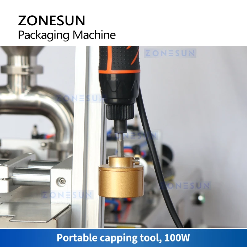 ZONESUN confezionatrice semiautomatica per sacchetti con beccuccio riempitrice liquida per alimenti per animali domestici pompa a pistone per tappatore a vite per salsa di succo ZS-GTSP2