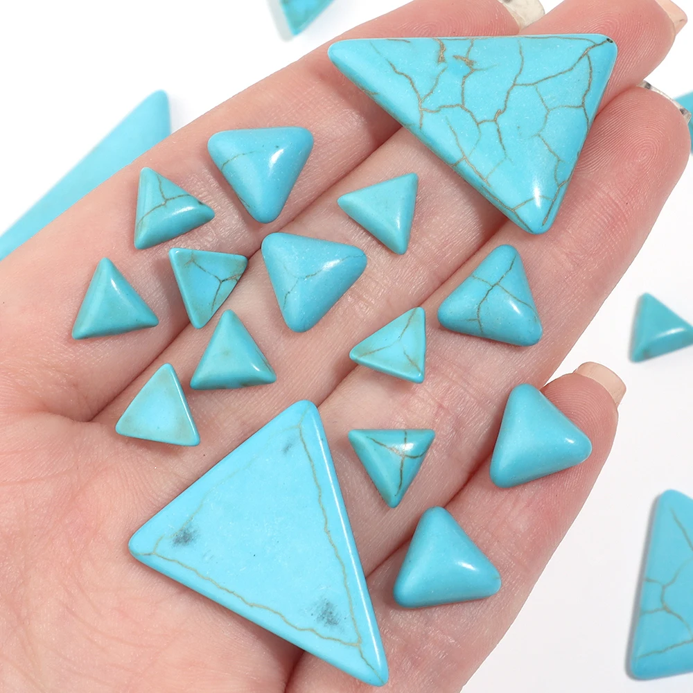 10pcs/lot Triangle Shape Blue Color Turquoise Cabochon Beads Natural Stone Beads For Jewelry Making DIY Necklaces Earrings