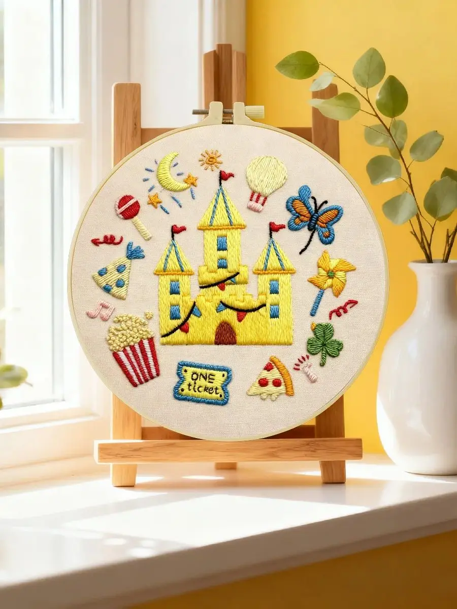 1 Stück 20X20CM/15X15CM 7,87/6,3 Zoll Freizeit-Stickerei-Starter-Kit DIY-Kit DIY-Stickerei-Set Handarbeiten Heimdekoration Nadelkunst – Detail 6