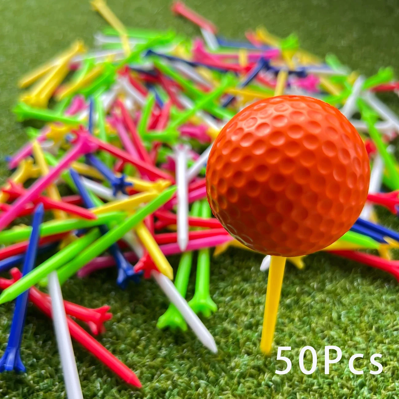 

50pcs Colorful Golf Tees,70Mm Plastic Five-Prong Ball Holders,Golf Accessories Suitable for Enthusiasts' Casual Practice