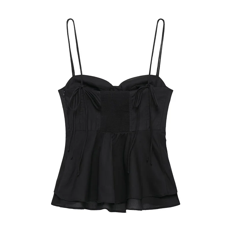 MUJER Black Corset Crop Top Woman Summer Camisole Backless Top Women Sleeveless Bustier Top Woman 2025 Sexy Beach Tops for Women