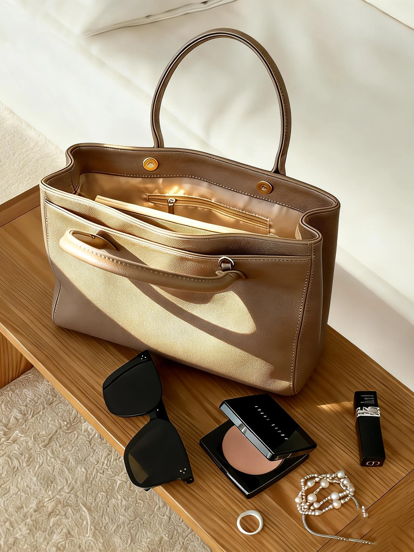

Brown Large Capacity Tote Bag Women's 2026 New High-End Sensation Elegant Handbag Summer Single Shoulder Bag Casual Style