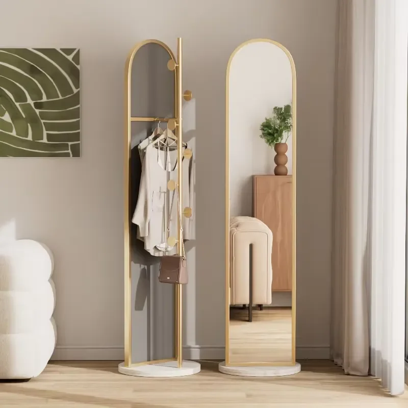 Cream Floor to Ceiling Full Length Mirror with Slate Base Rotatable Multi Functional Modern Minimalist Design