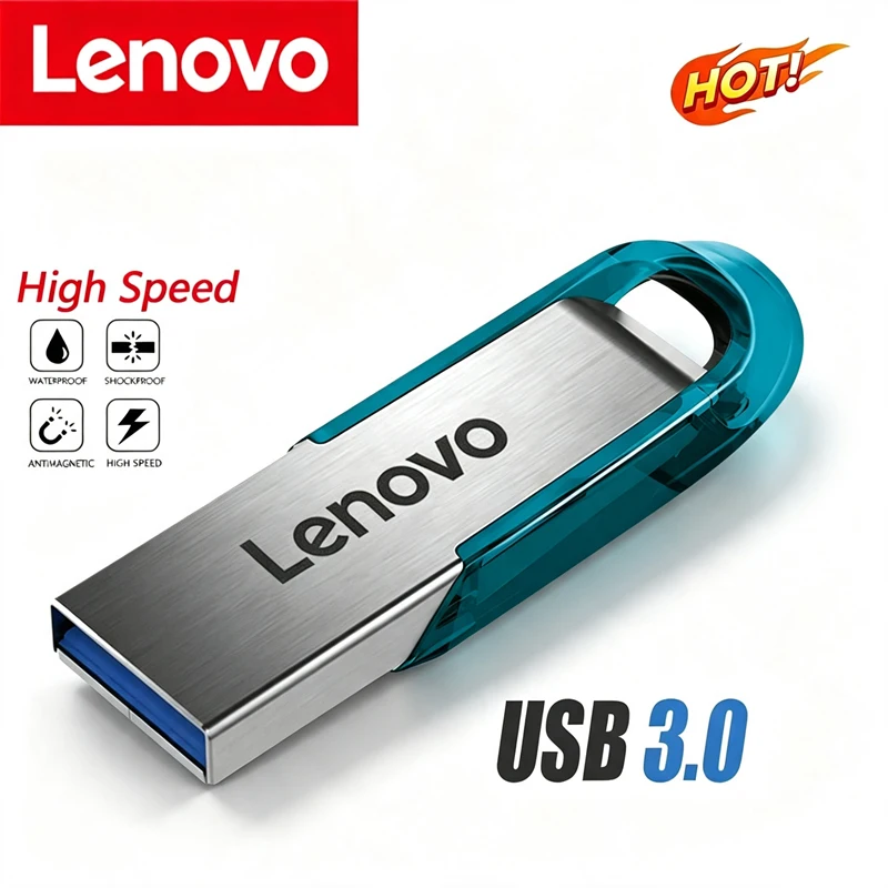 Lenovo Metal Flash Drives USB 3.0 de alta velocidade 512GB Pendrive Flash Disk Memoria Stick à prova d'água USB Stick para telefone e computador
