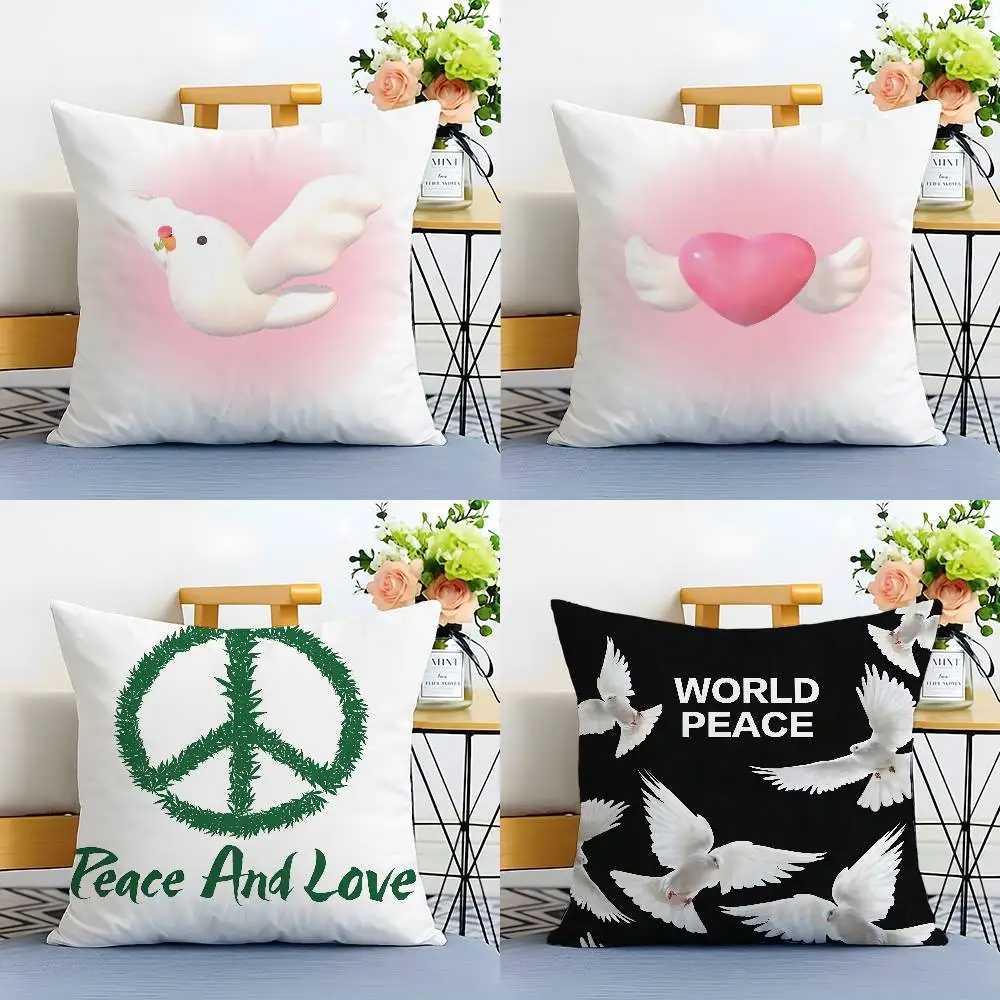 

Symbol of Peace Hope Pillow Case Anti-dustmite Pillowcase Invisible zipper silky short plush Sofa cushion cover