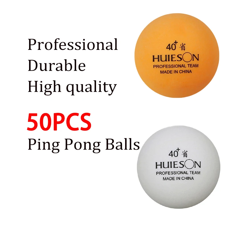 

Huieson 50pcs/Pack Chinese Provincial Team Table Tennis Balls New ABS Plastic Durable 40+ Ping-Pong for Club Multi Ball Training