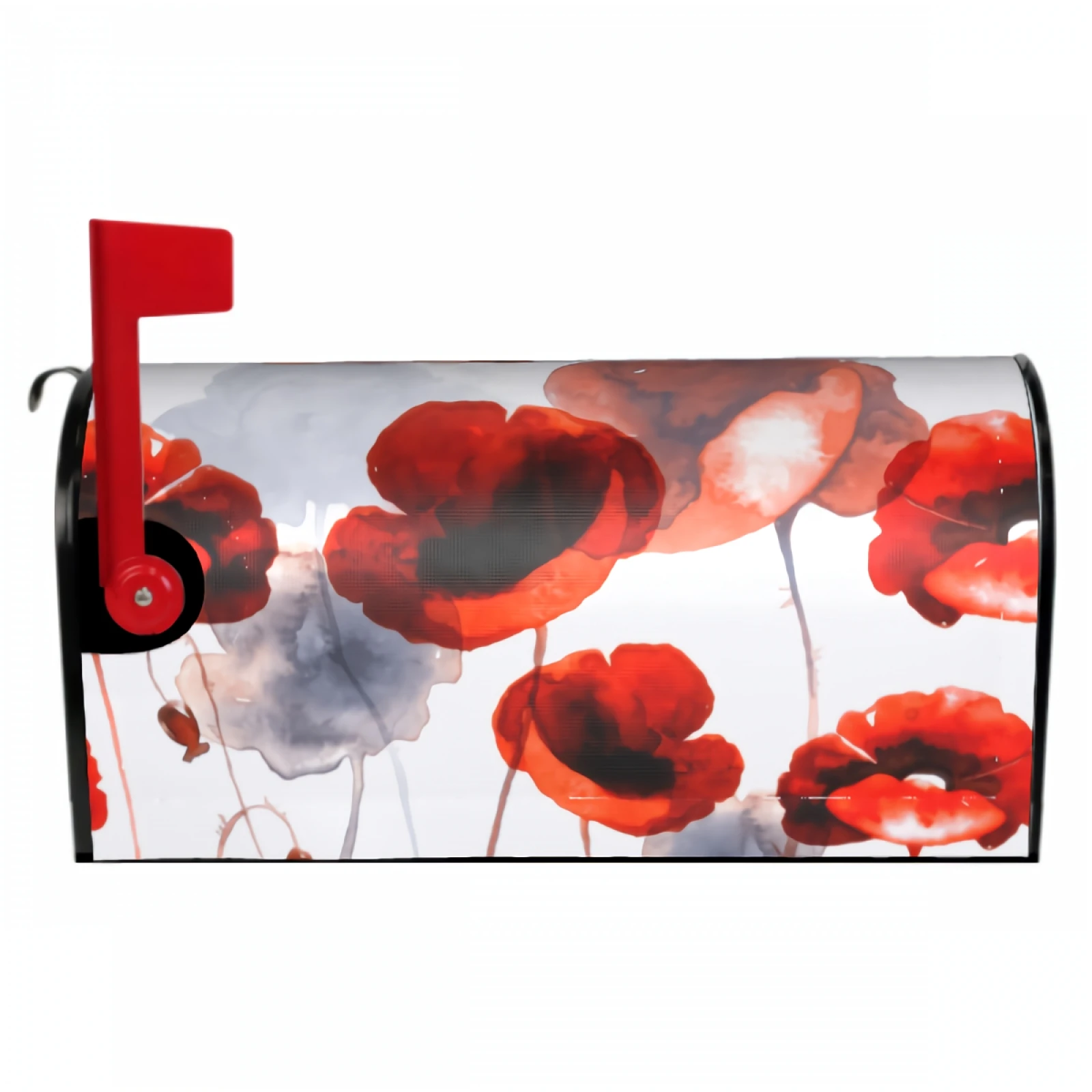 Beautiful Red Poppy Magnetic Mailbox Cover Silhouettes Poppies Mailbox Covers Waterproof Mailbox Wraps Post Letter Box Decor