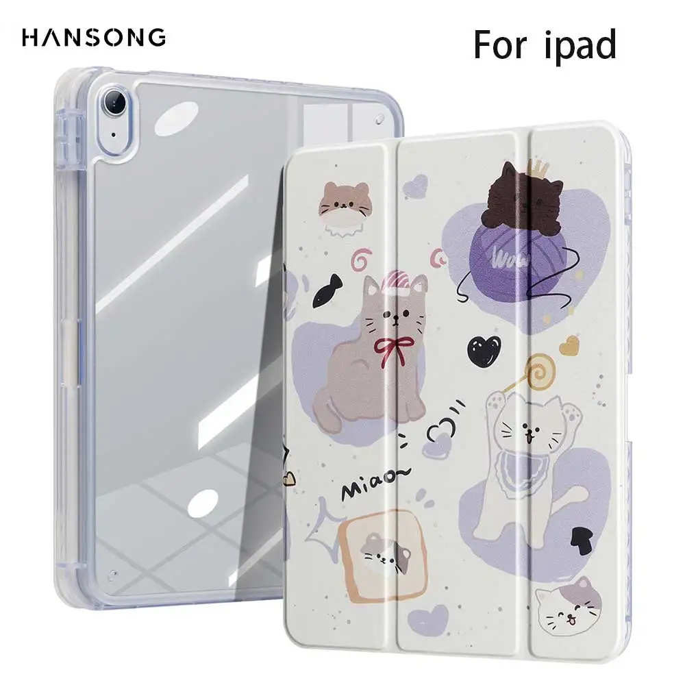 

3-fold Case with Pencil Holder For 2025 iPad Air 11 Case iPad 10th Gen 11th A16 Cover Gen iPad Pro11 4 5 10.9in 12.9 M2 M3 M4