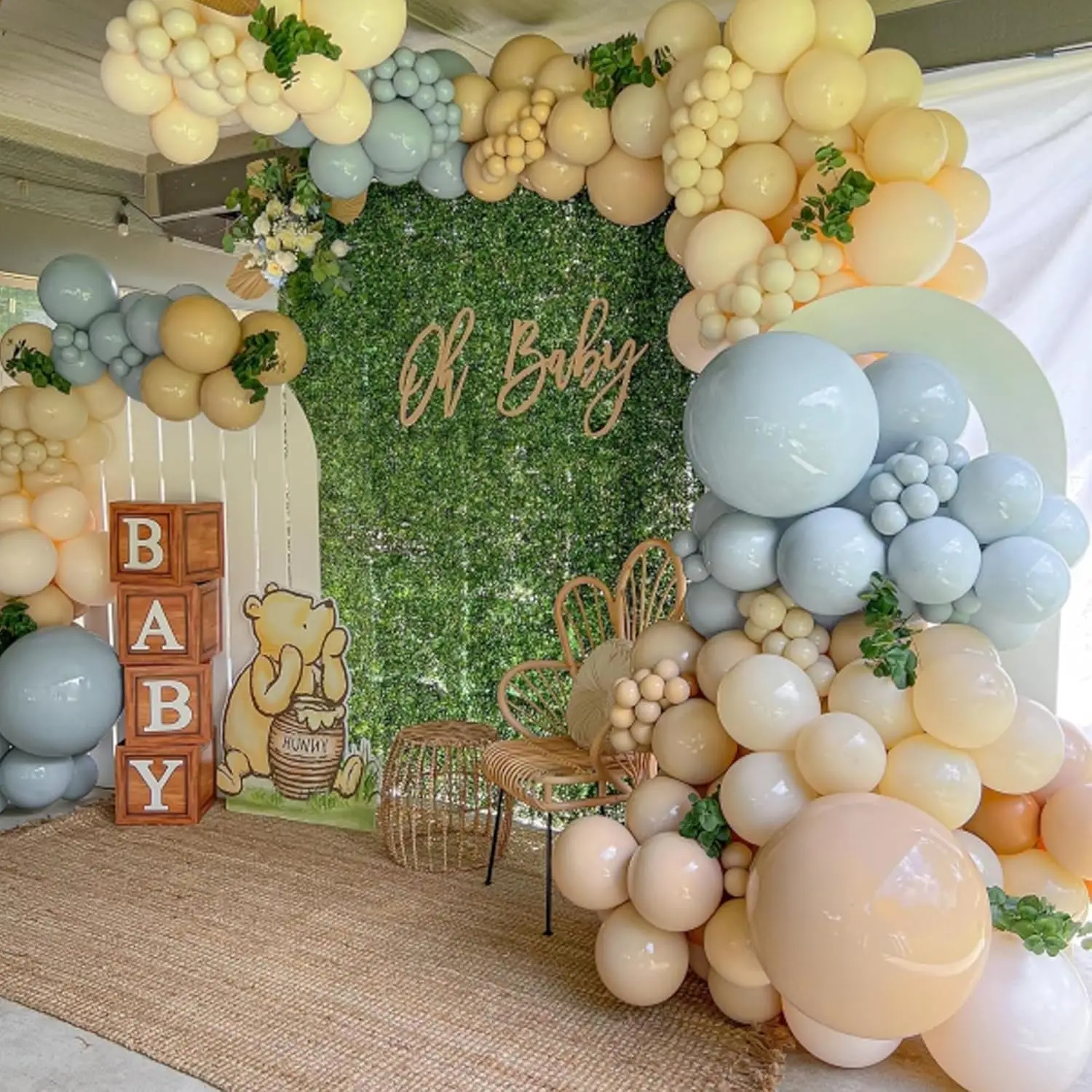 110Pcs Dusty Blue Sand White Balloons Garland Arch Kit for Baby Shower Gender Reveal Boy Birthday Bear Theme Party Decorations - view 4