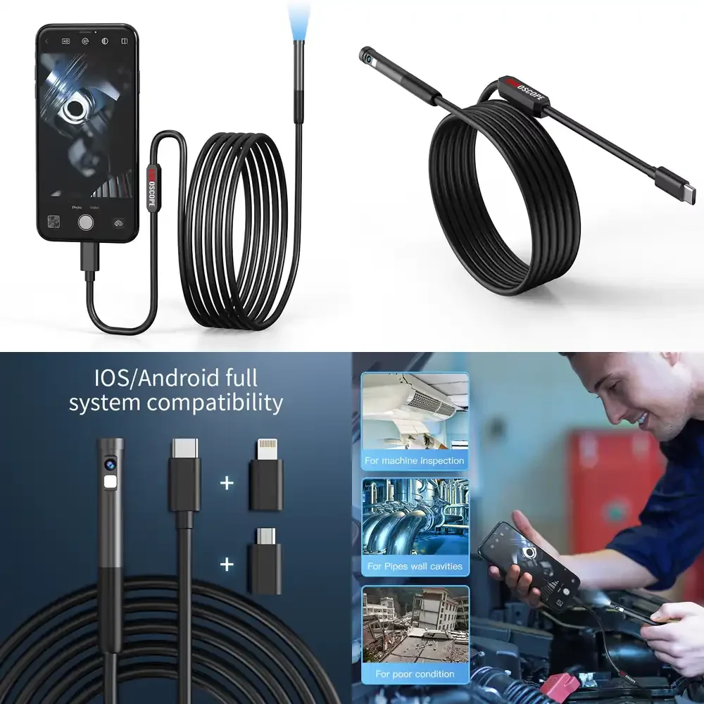 

ANESOK 3-in-1 USB Camera 1080p 8.0mm Borescope Industrial for iOS and Android