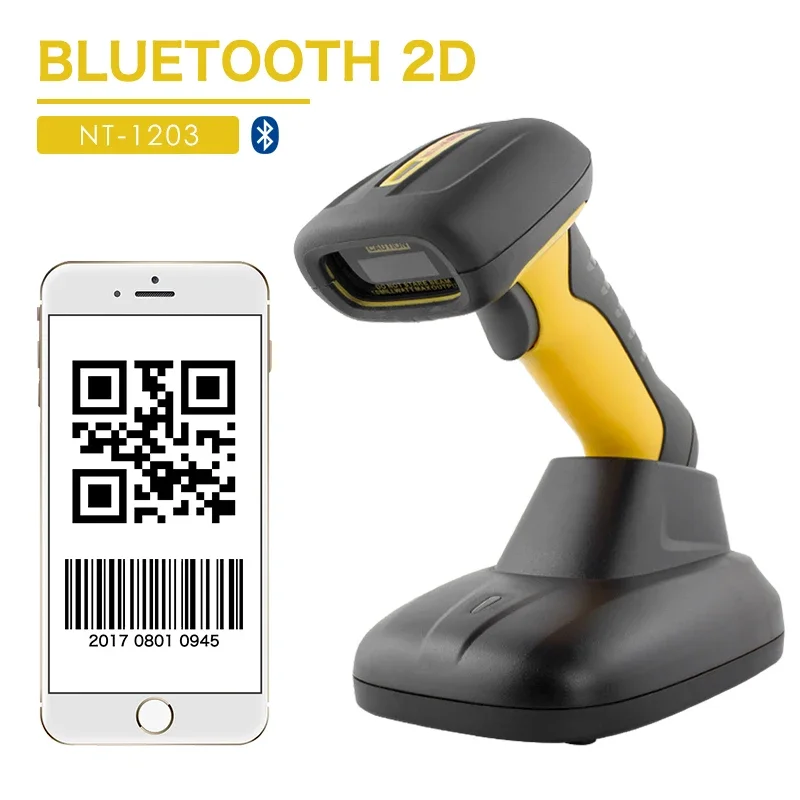 NETUM NT-1203 1D 2D QR ハンドヘルド ワイヤレス BT 2.4Ghz&USB2.0 有線 3 in 1 防水 工業グレード 3D バーコードスキャナー