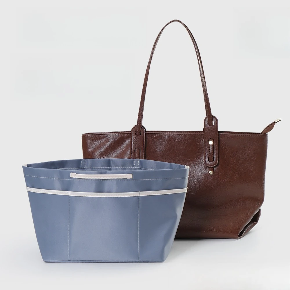 منظم بطانة حقيبة يد نسائية من العلامة التجارية مع فواصل تشكيل وحقيبة واقية مع مقصورات داخلية بسحاب وحقيبة مستحضرات التجميل #2