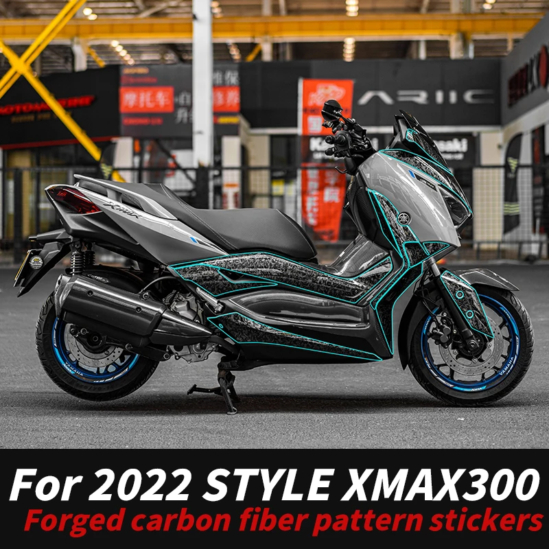 لياماها XMAX300 2022 نمط 5D مطبوعة مزورة ألياف الكربون الحصرية R & D واقية ملصق الدراجة الملحقات #1