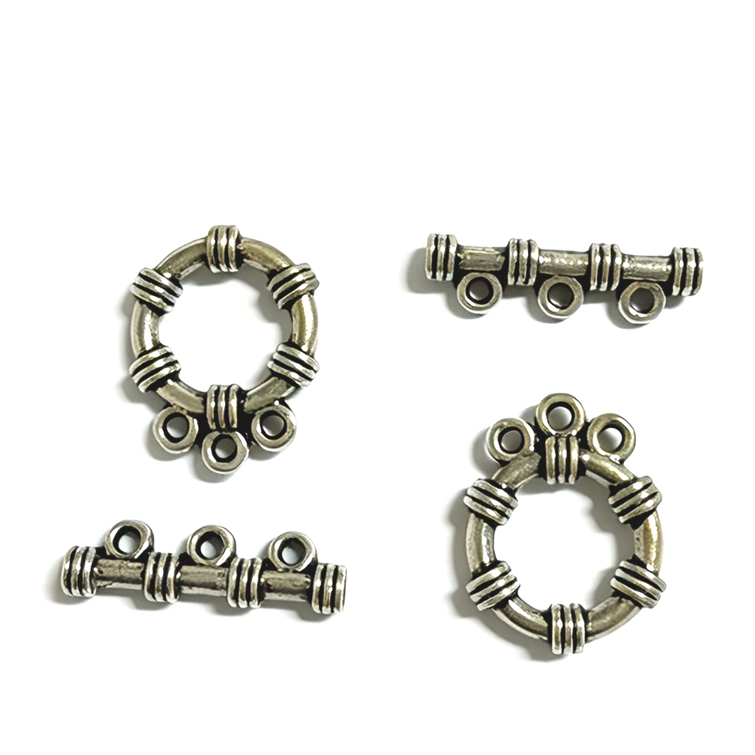 10SETS 18x14mm  bar:19.9mm DARK SILVER TONE ROUND TOGGLE CLASP H3880