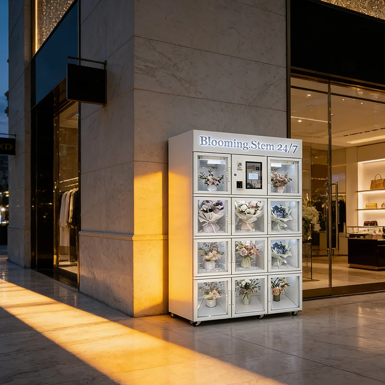 Customized 8 Compartment 24 Hour Unmanned Automatic Flower Vending Machine with Extra Long Moisture Retention Commercial
