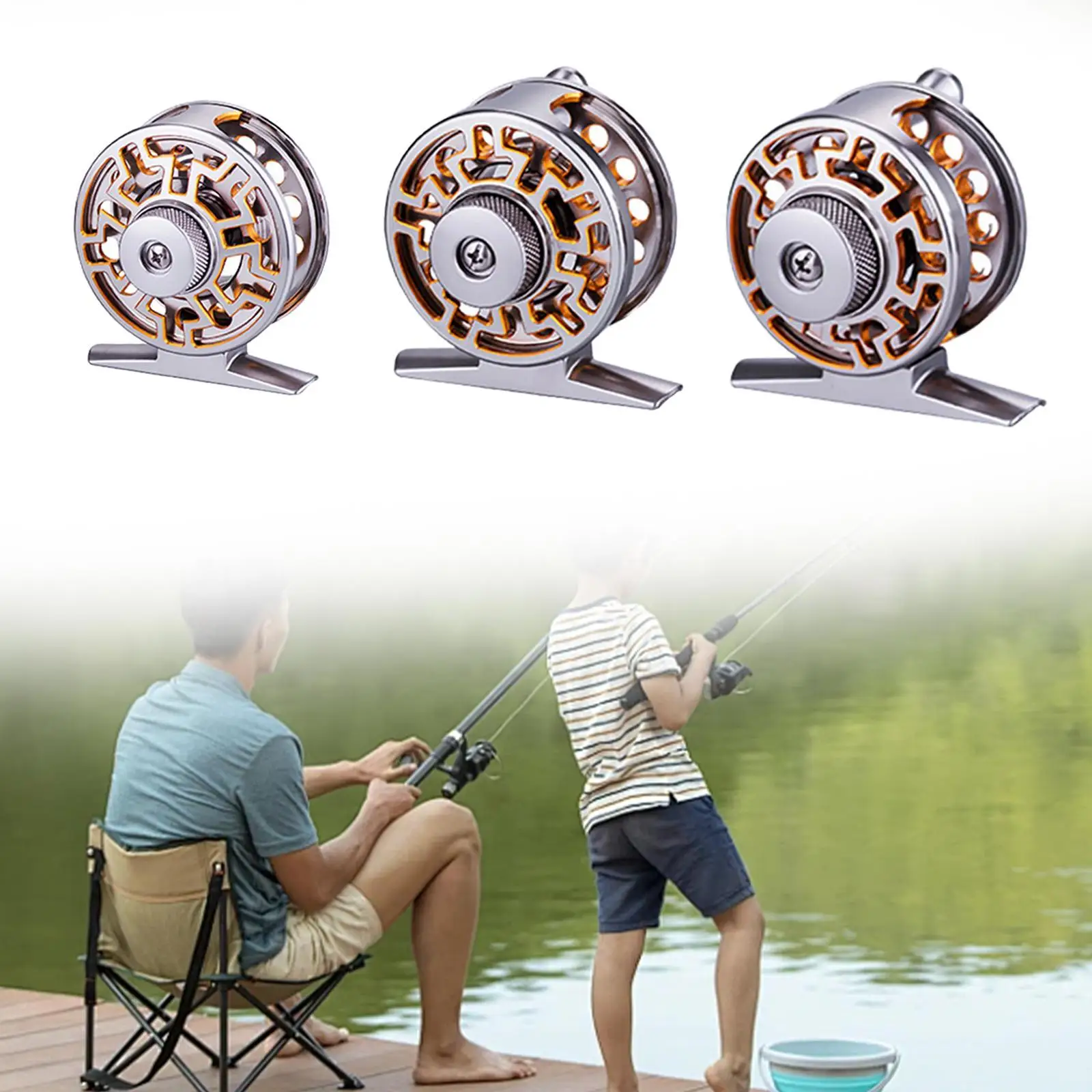 بديل بكرة الذبابة المحمولة المصنوعة من الألومنيوم لصيد الأسماك على الجليد مناسبة للطازجة أو